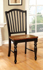 Transitional Style 2pc Side Chair Turned Leg Design Black And Antique Oak Finish Dining Room