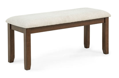 1pc Rich Wood Finish Beige Fabric Upholstered Bench Wooden Dining Room Furniture