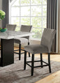 Light Gray Flannelette Contemporary 2pc Dining Counter Height Chairs Nalihead Trim Black Solid wood Legs Dining Room Chairs