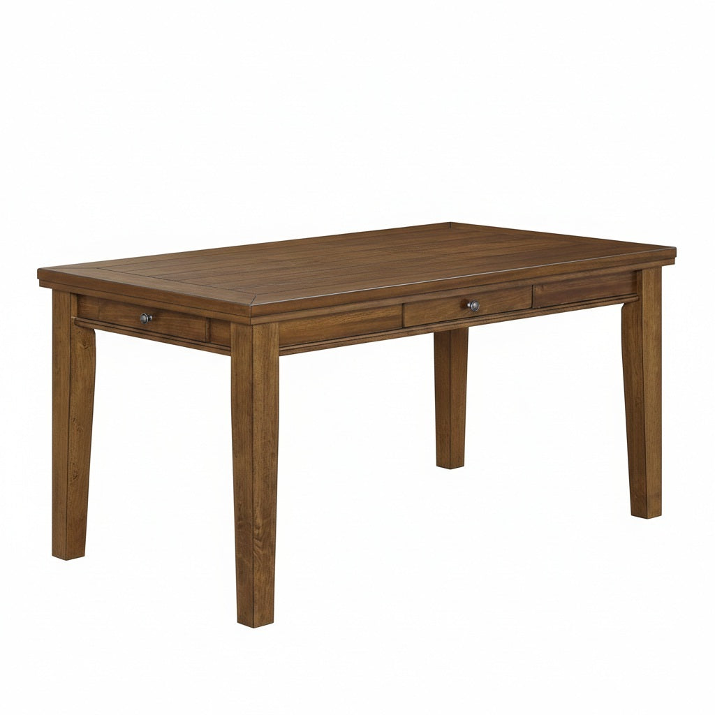 Transitional Simple 1pc Dining Table W Drawers Wooden Dining Room Walnut Finish Table