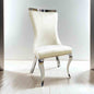 White Finish Glam Style 2pc Side Chair Silver Legs Tiger Printed Upholstered Seat Dining Room