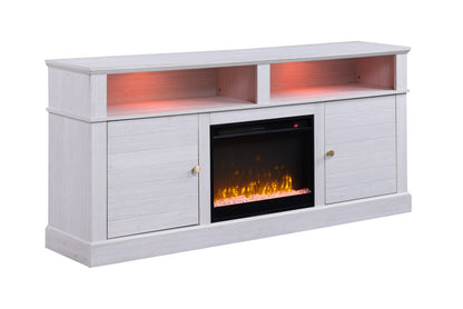 Iris 70" TV Stand Console - White Walnut Fireplace & Heater