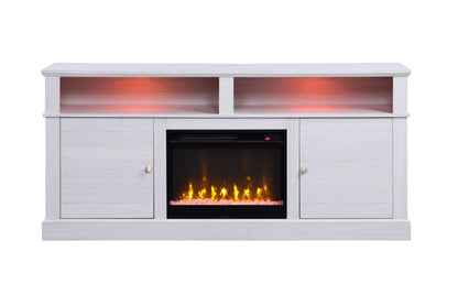 Iris 70" TV Stand Console - White Walnut Fireplace & Heater