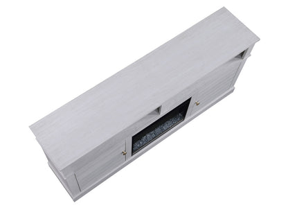 Iris 70" TV Stand Console - White Walnut Fireplace & Heater