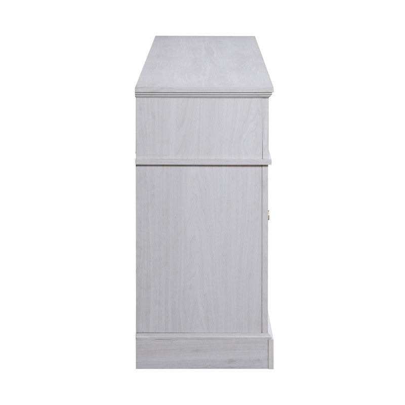 Iris 70" TV Stand Console - White Walnut Fireplace & Heater