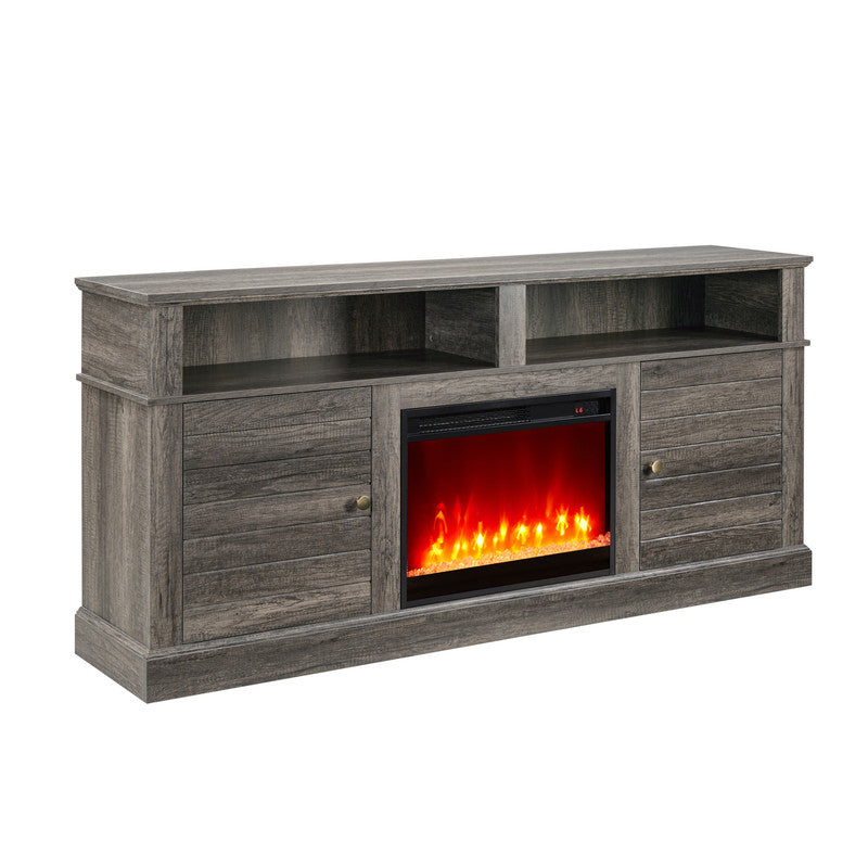 70" Gray TV Stand with Fireplace & Heater