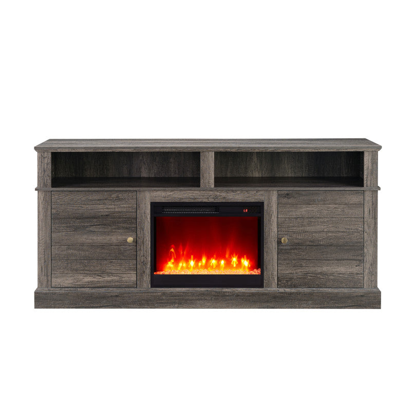 70" Gray TV Stand with Fireplace & Heater