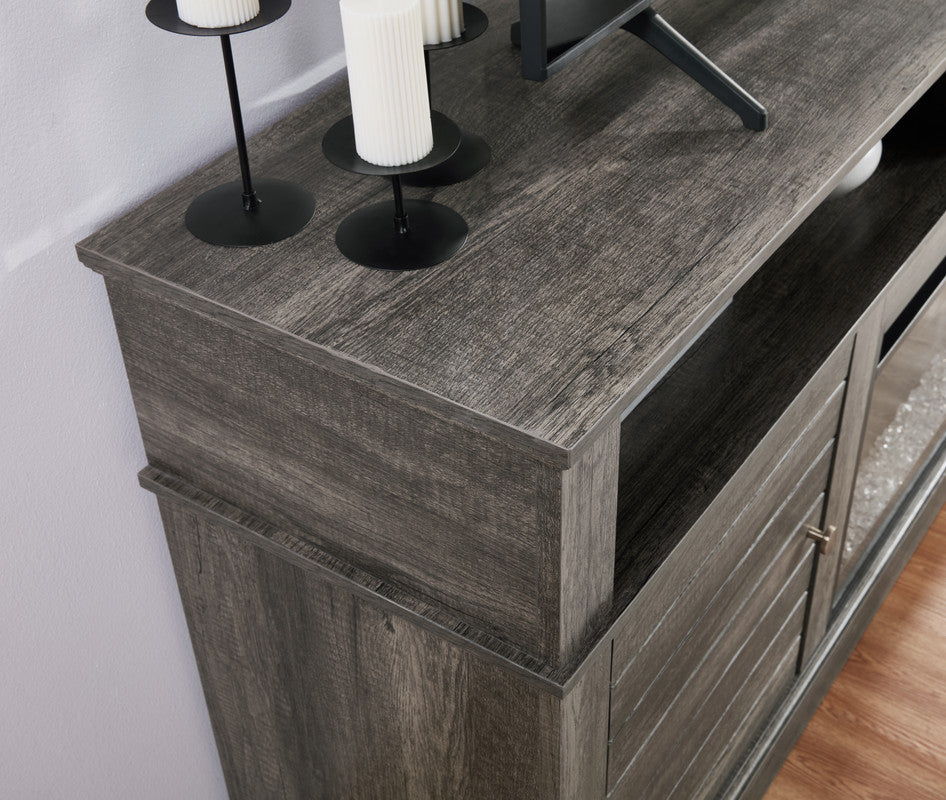 70" Gray TV Stand with Fireplace & Heater