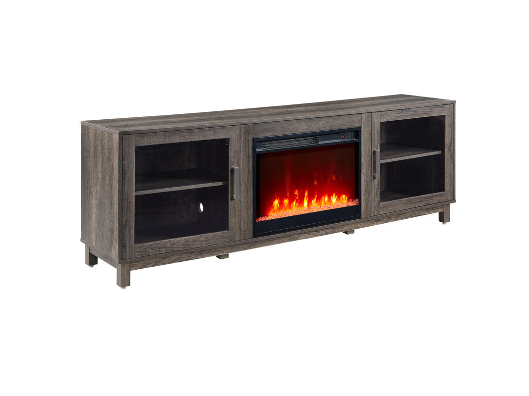 70" Gray TV Stand with Fireplace & Heater - Particle Board MDF