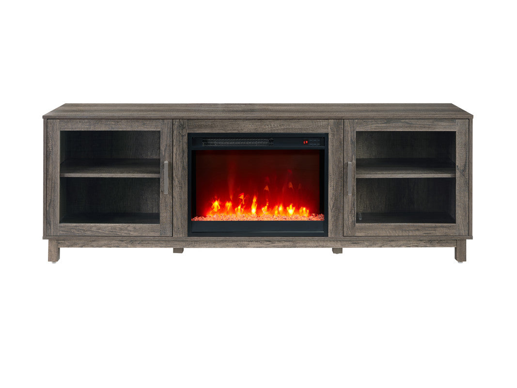 70" Gray TV Stand with Fireplace & Heater - Particle Board MDF