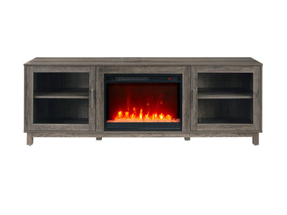 70" Gray TV Stand with Fireplace & Heater - Particle Board MDF