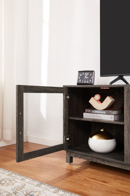 70" Gray TV Stand with Fireplace & Heater - Particle Board MDF