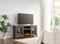 Emerson 70"W Gray Walnut Finish Fireplace TV Stand Console with Heater, LED Light, Cabinets, Shelves