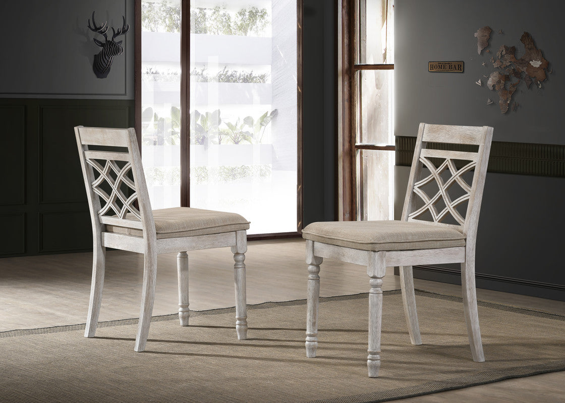 Fiorella Set of 2 Off White 19"W Contemporary Fabric Chair with Cushion