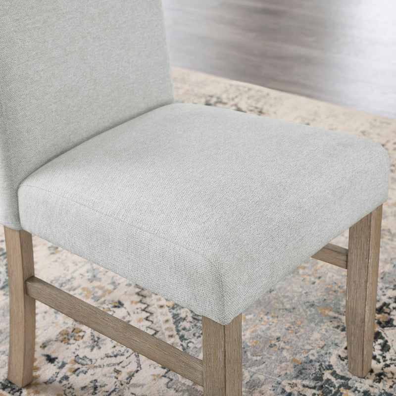 Light Oak Dining Chairs Set with Light Gray Fabric for Kitchen and Dining Rooms