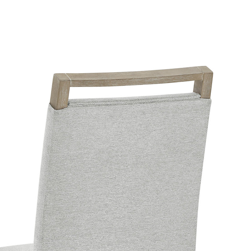 Light Oak Dining Chairs Set with Light Gray Fabric for Kitchen and Dining Rooms
