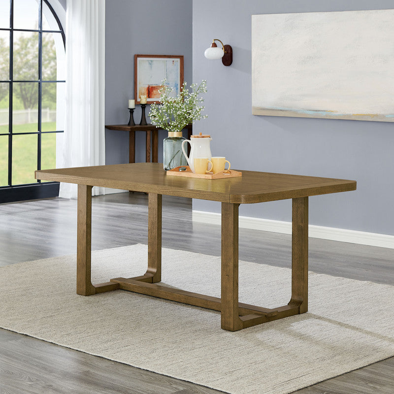 Dafne 66" Rectangular Walnut Oak Sled Dining Table