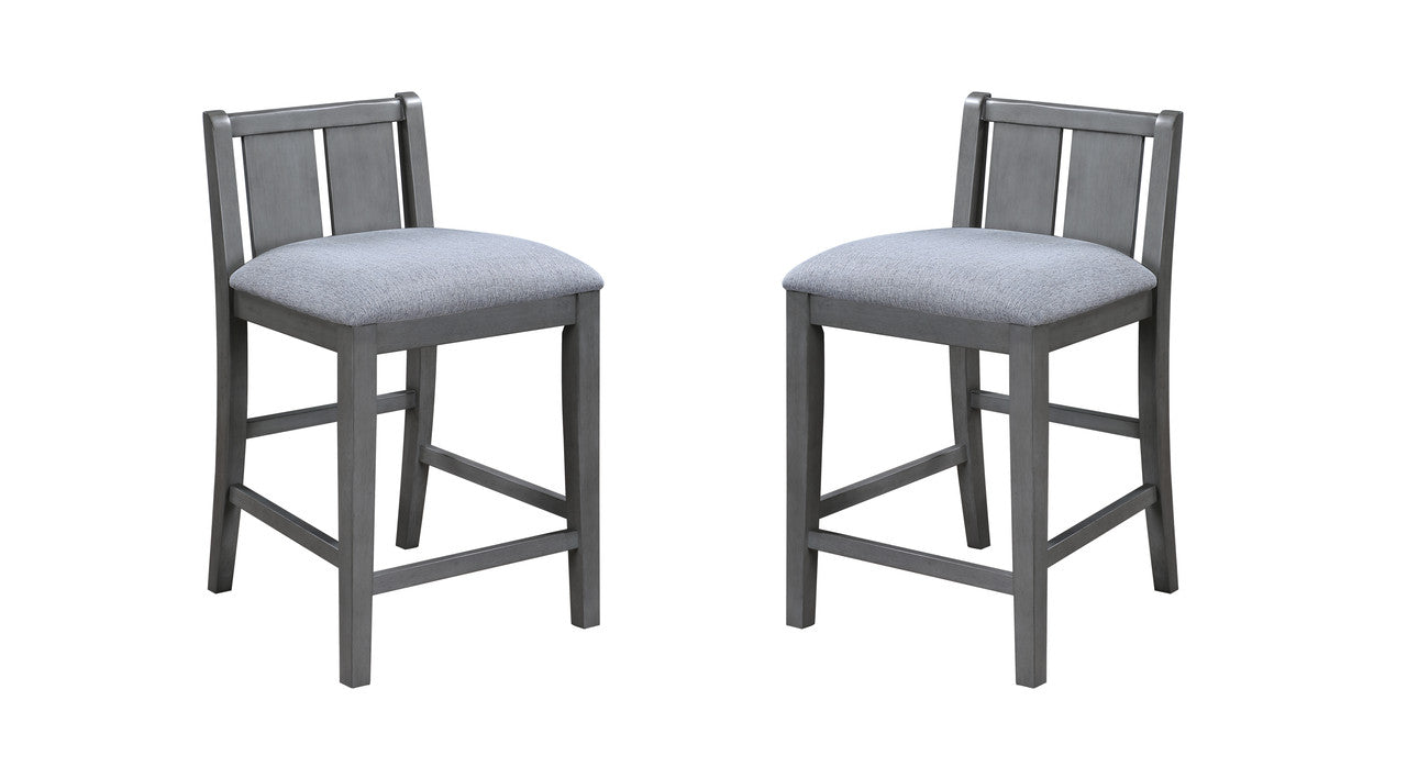 Gregorio Set of 2 Gray Finish Upholstered Seat 20"W Counter Height Chair