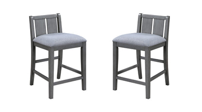 Gregorio Set of 2 Gray Finish Upholstered Seat 20"W Counter Height Chair
