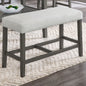 Luna 40" Light Gray Fabric Counter Height Bench with Gray Wood Frame & Wooden Footrest – Upholstered Dining & Kitchen Seating