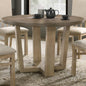 Baldo 47" Vintage Walnut Contemporary Round Dining Table with Wheat Colored Base