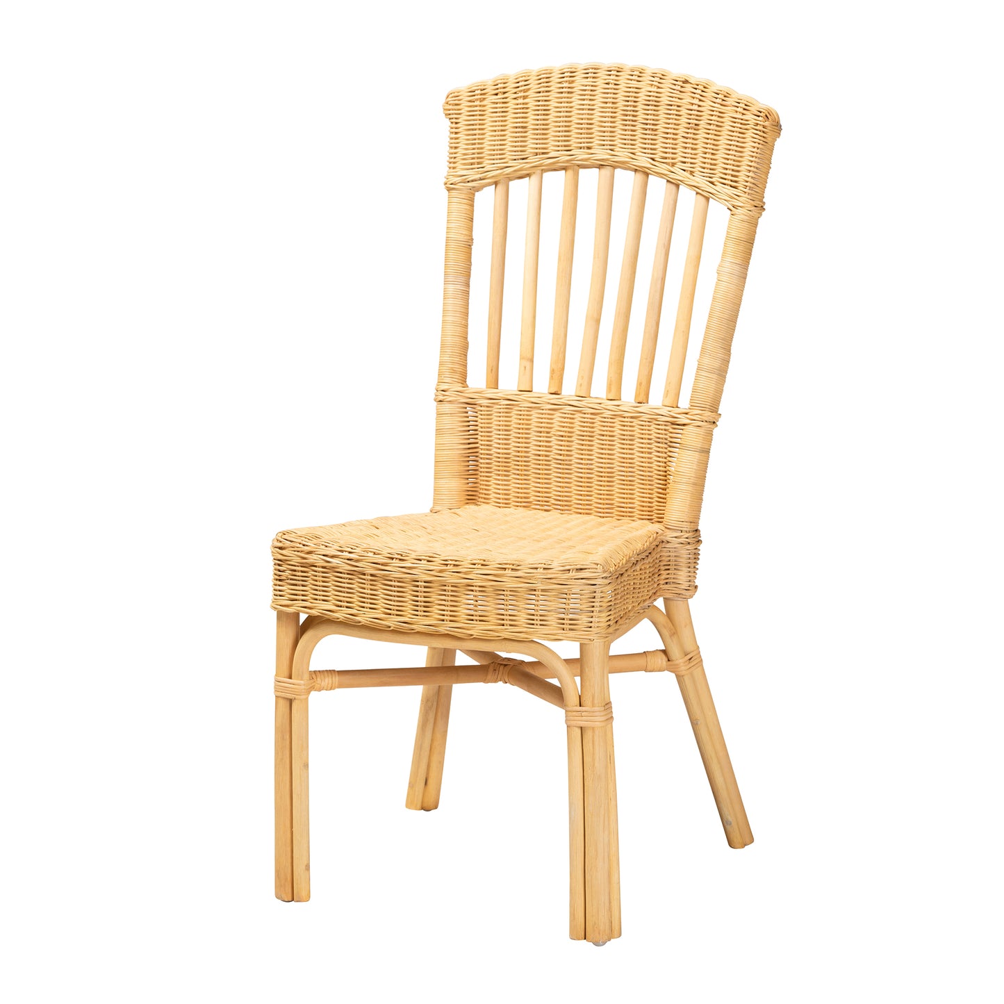 Modern Bohemian Natural Brown Rattan Dining Chair