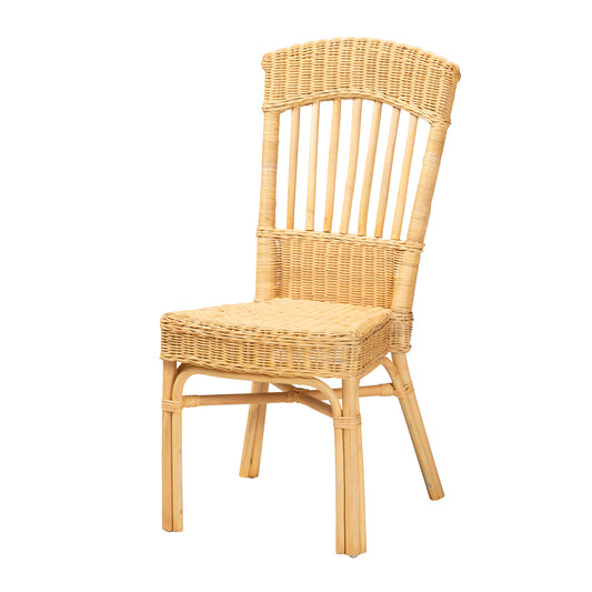 Modern Bohemian Natural Brown Rattan Dining Chair