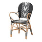 Modern French Two-Tone Black and White Weaving and Natural Rattan Indoor Dining Chair