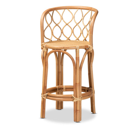 Modern and Contemporary Natural Finished Rattan Counter Stool