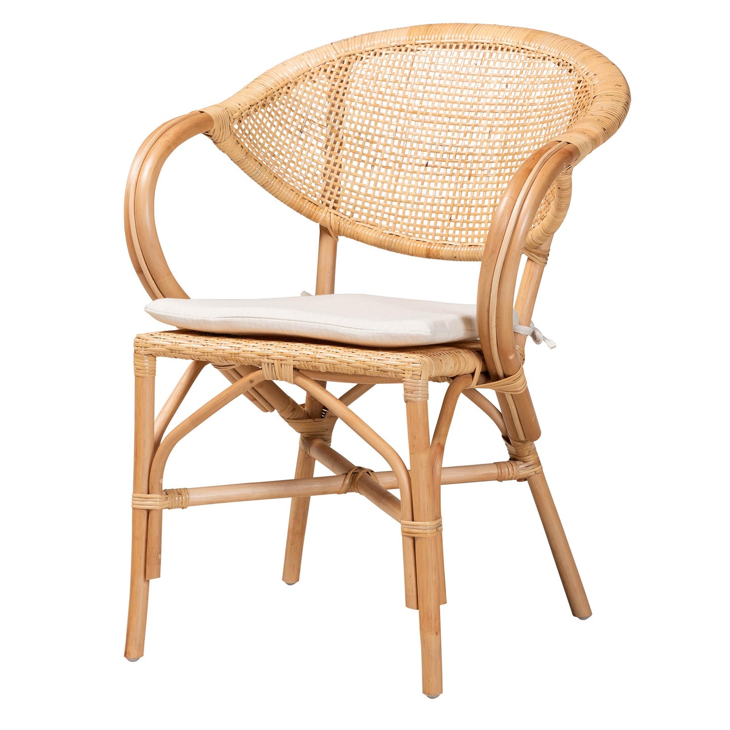Modern Bohemian Natural Brown Finished Rattan Dining Chair