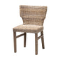 Modern Bohemian Grey Rattan and Brown Wood Dining Chair