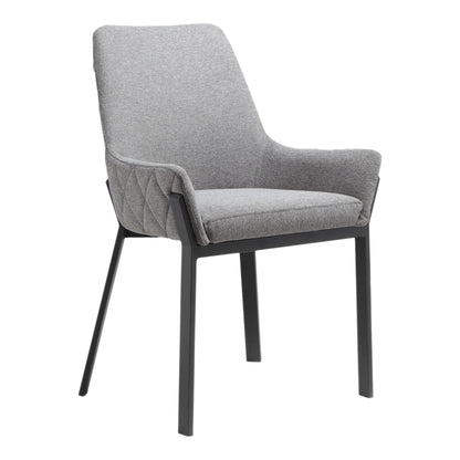 Grey Fabric Dining Chairs - Set of Two for Dining Room