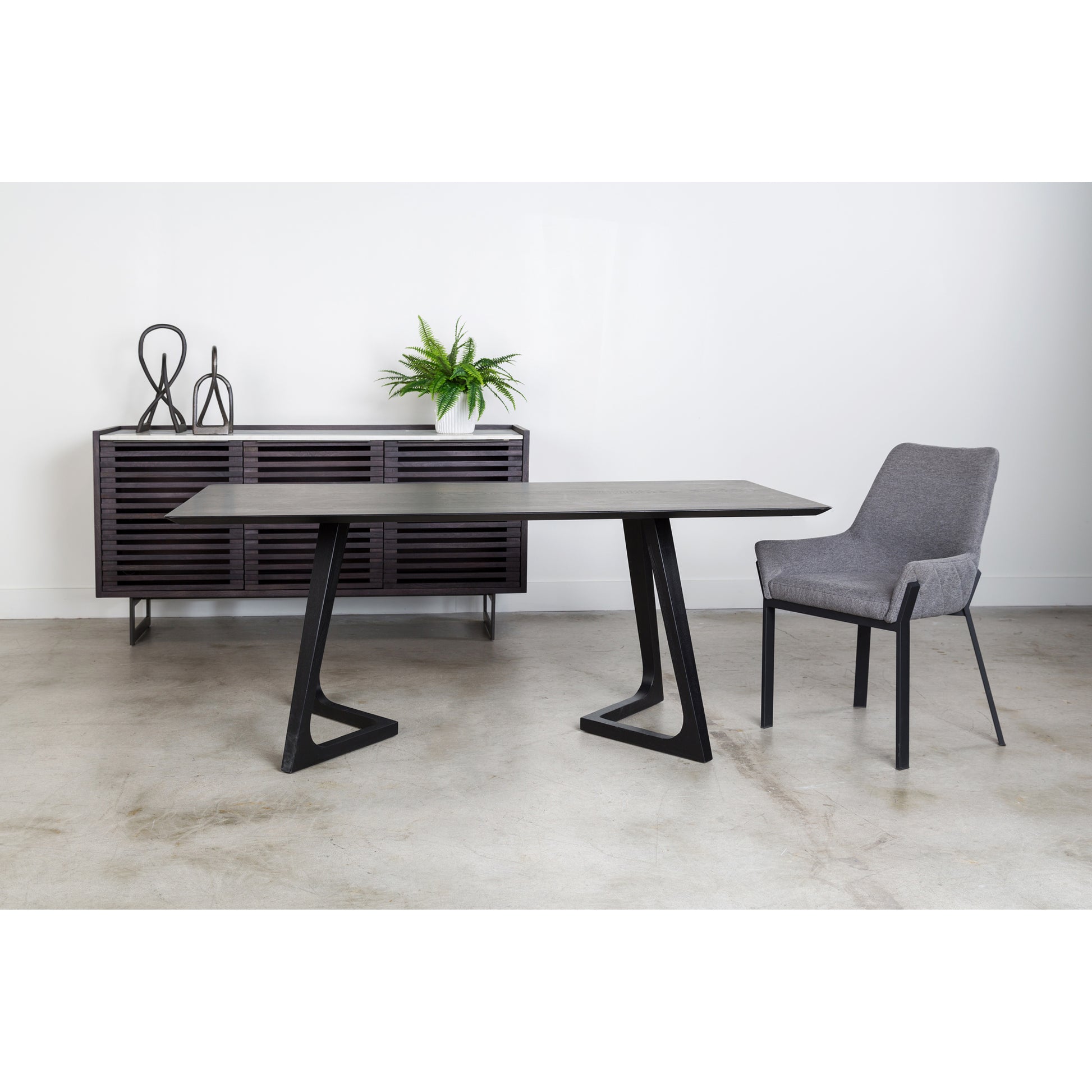 Grey Fabric Dining Chairs - Set of Two for Dining Room