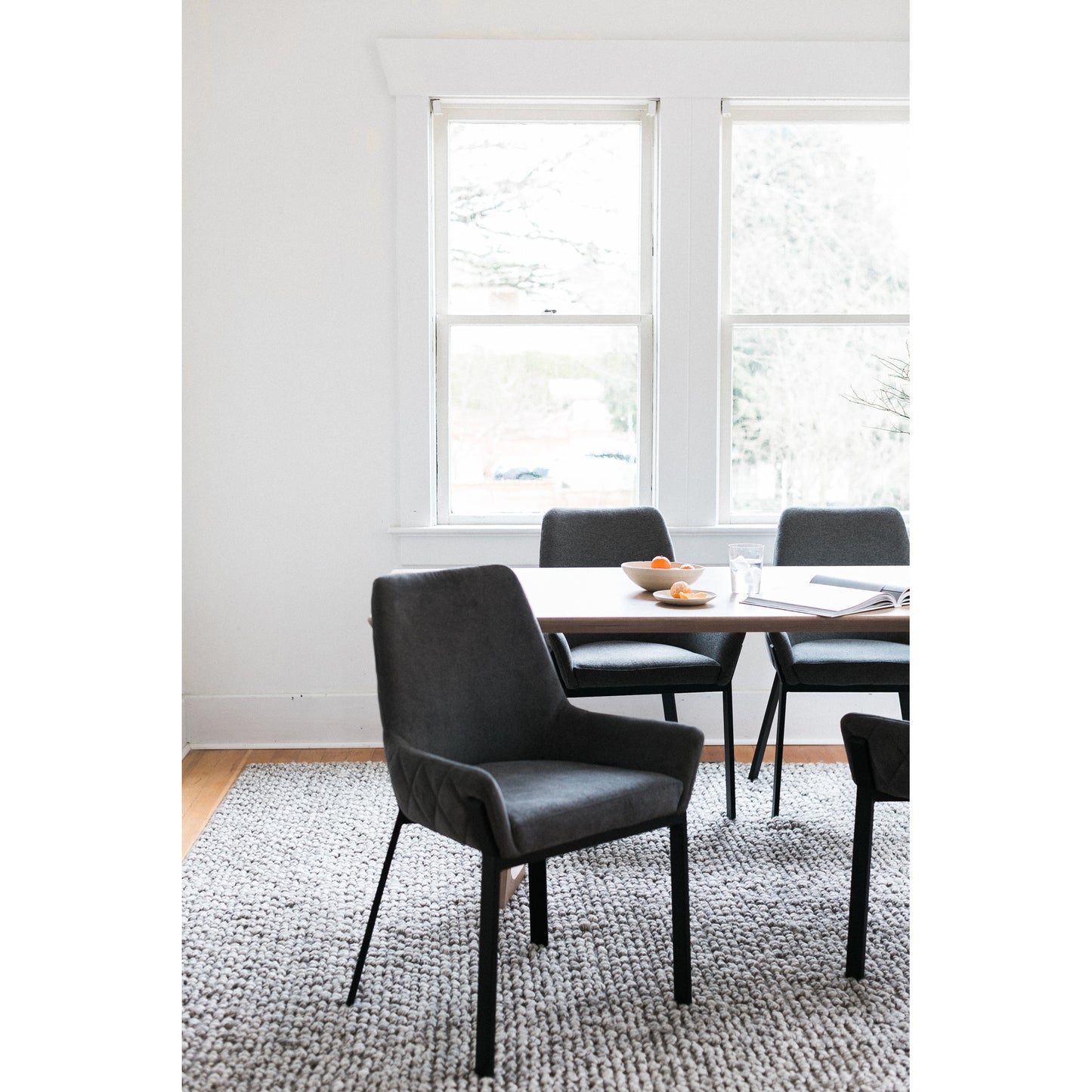Grey Fabric Dining Chairs - Set of Two for Dining Room