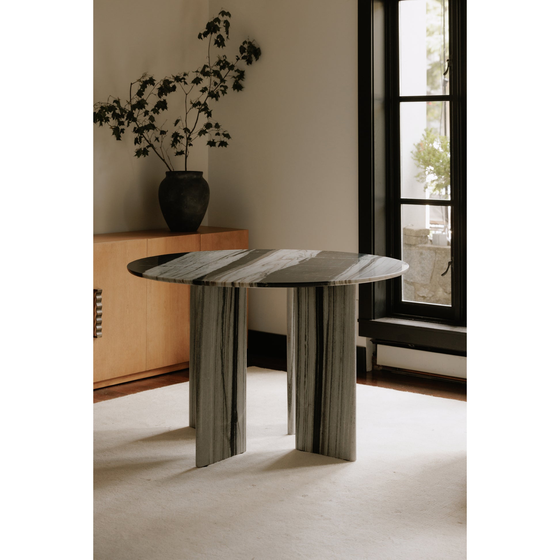 Round Marble Dining Table for Dining Room Decor, Seats Four