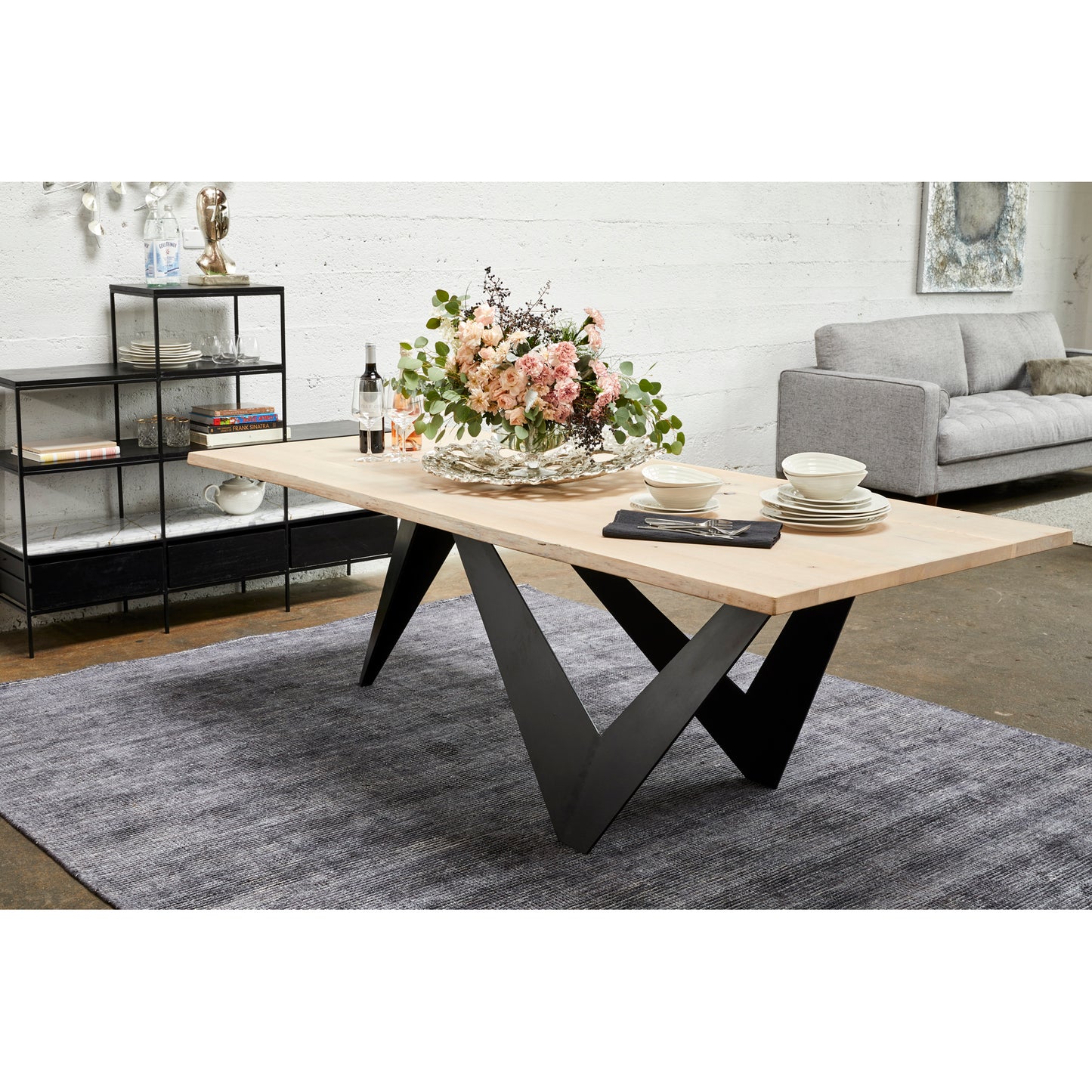 Bird Dining Table - Natural Wood & Iron