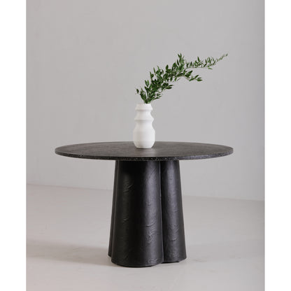 Black Stone Dining Table with Concrete Base for Dining Room