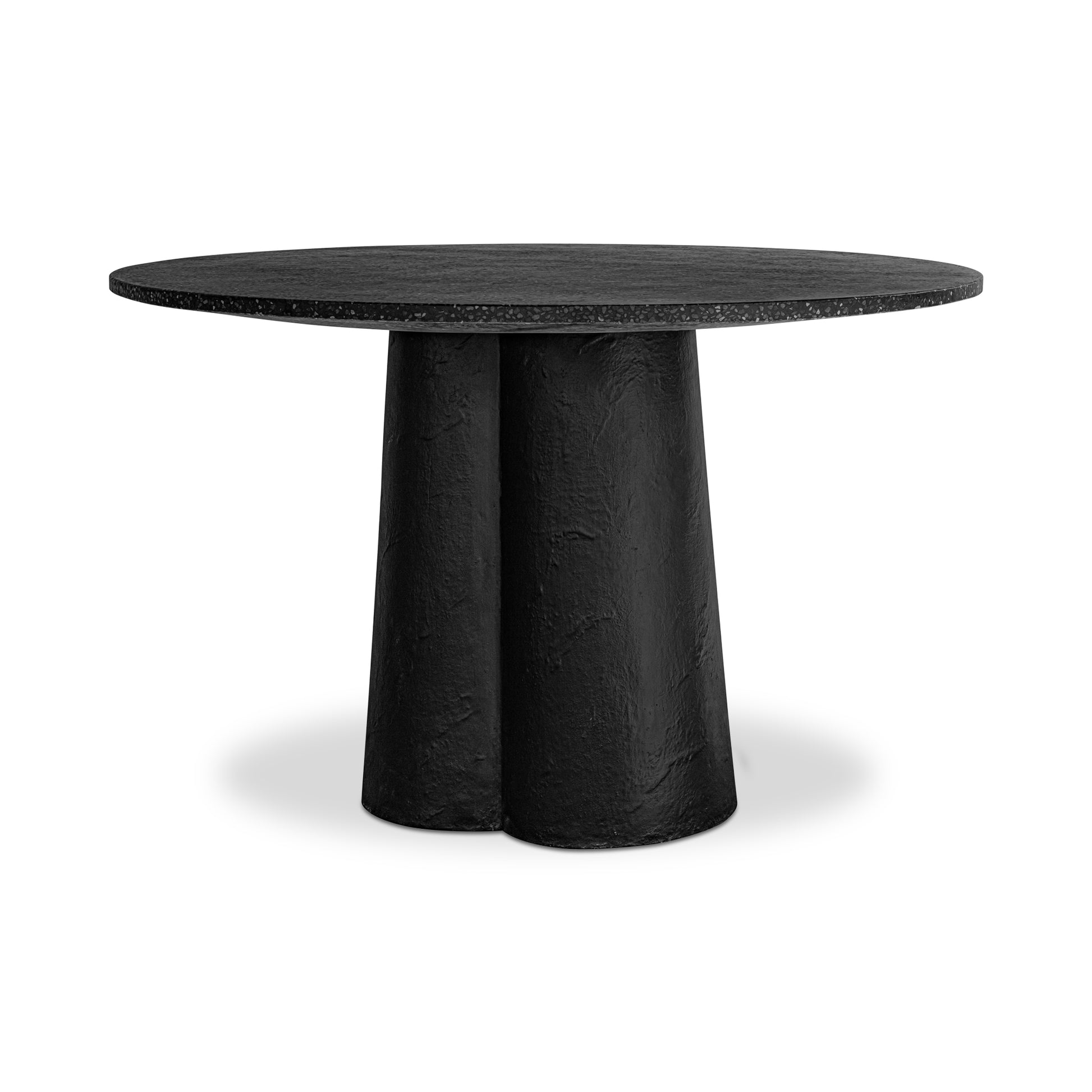 Black Stone Dining Table with Concrete Base for Dining Room