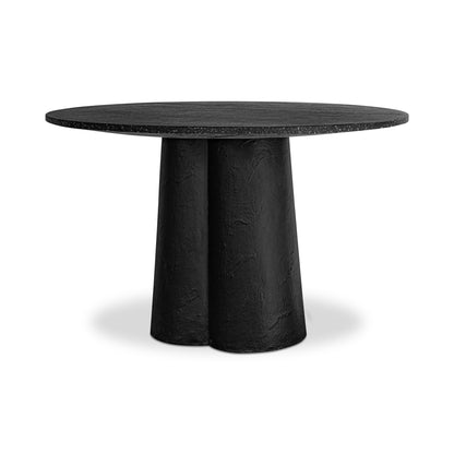 Black Stone Dining Table with Concrete Base for Dining Room