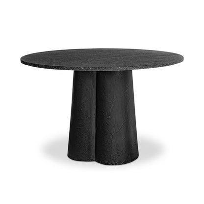 Black Stone Dining Table with Concrete Base for Dining Room