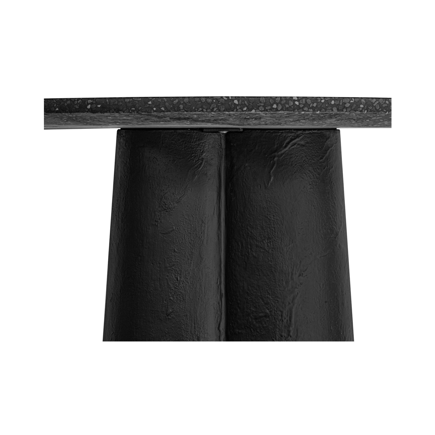 Black Stone Dining Table with Concrete Base for Dining Room