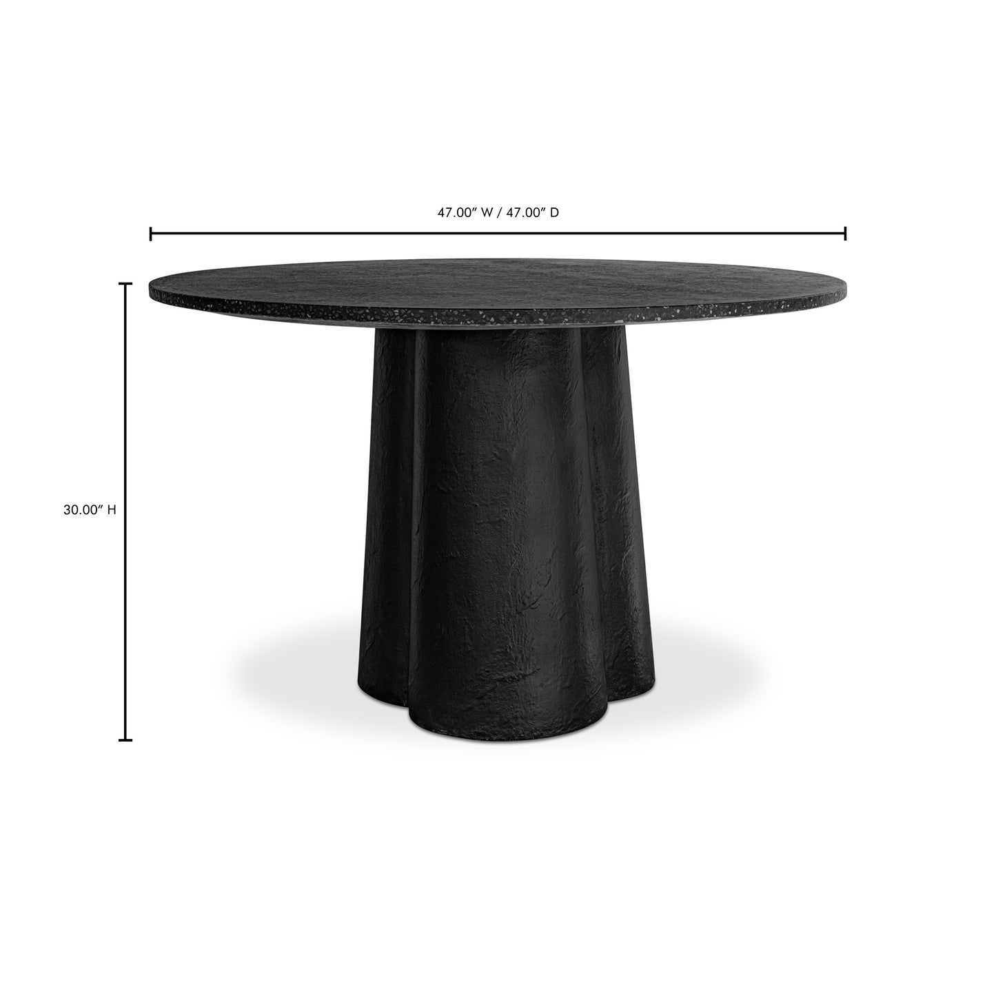 Black Stone Dining Table with Concrete Base for Dining Room