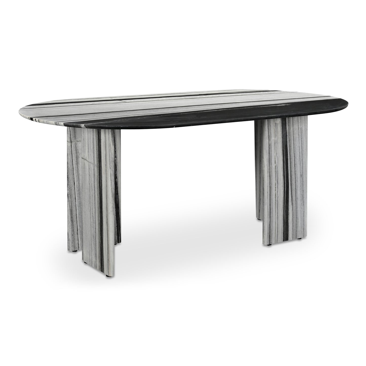 Large Panda Marble Oval Dining Table - Seats 6