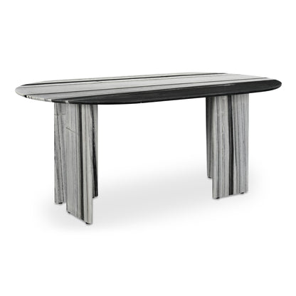 Large Panda Marble Oval Dining Table - Seats 6