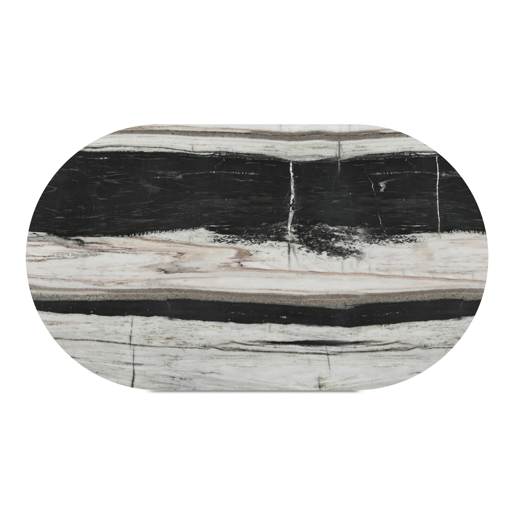 Large Panda Marble Oval Dining Table - Seats 6