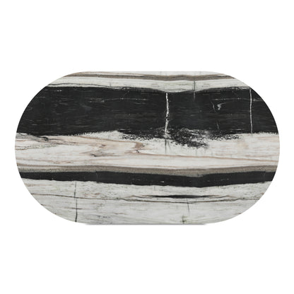 Large Panda Marble Oval Dining Table - Seats 6