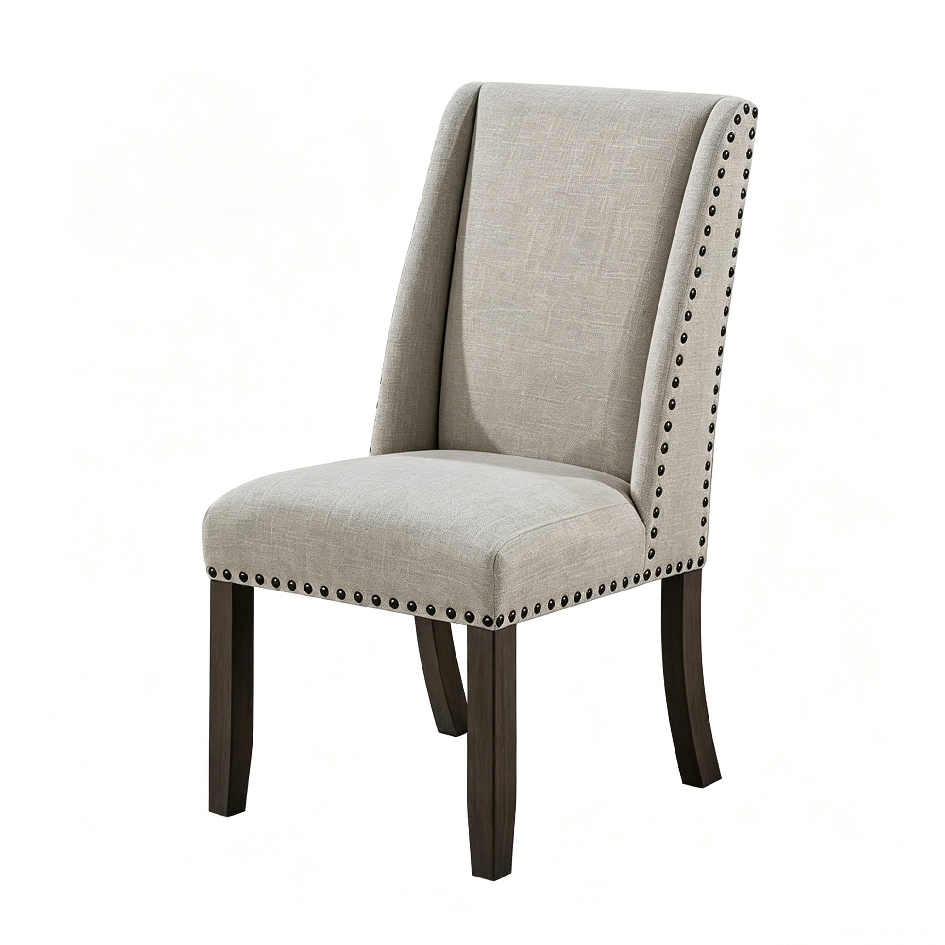 Gray Upholstered Dining Chairs Set of 2 Classic Design