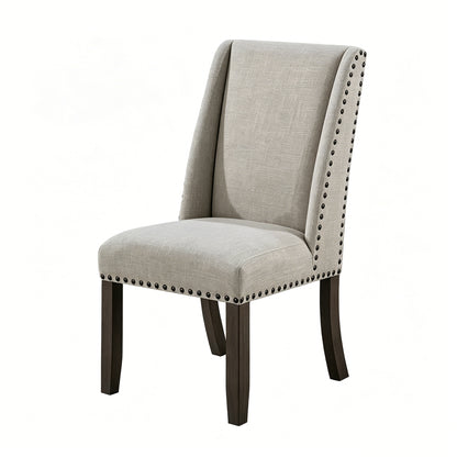 Gray Upholstered Dining Chairs Set of 2 Classic Design