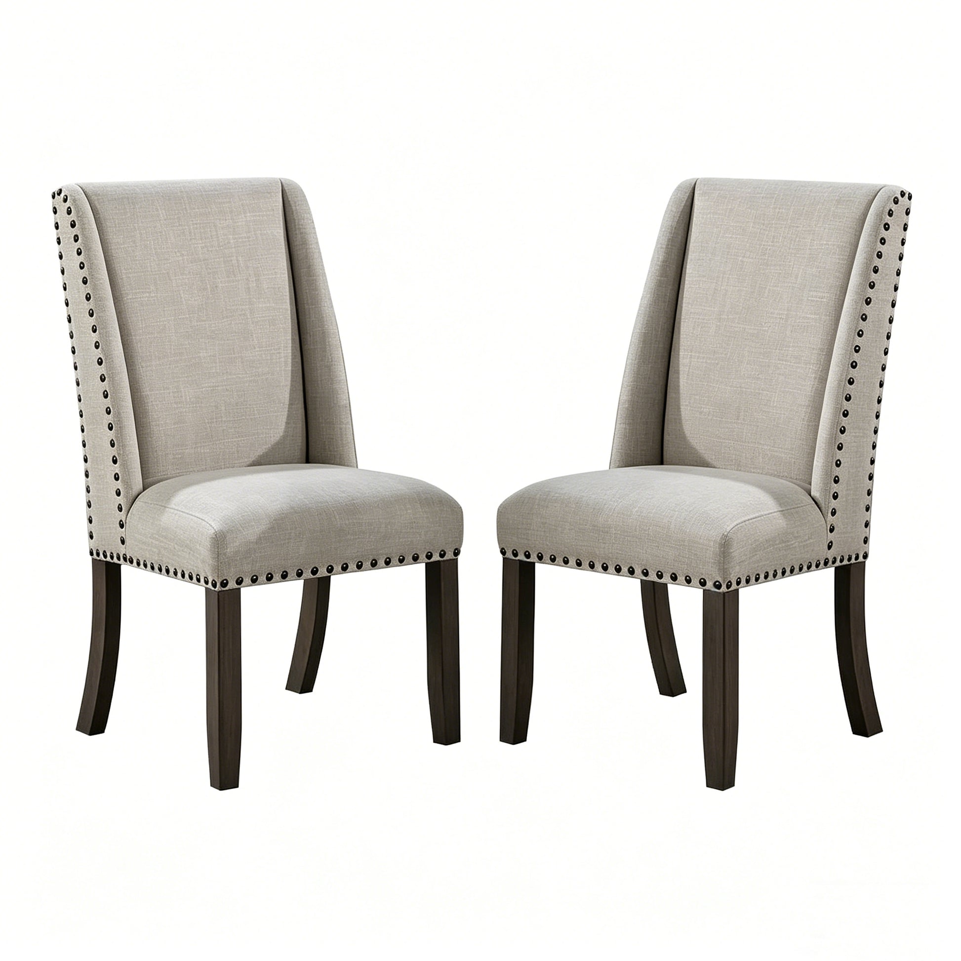 Gray Upholstered Dining Chairs Set of 2 Classic Design