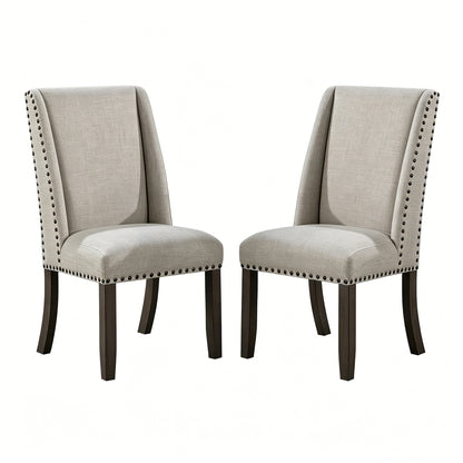 Gray Upholstered Dining Chairs Set of 2 Classic Design